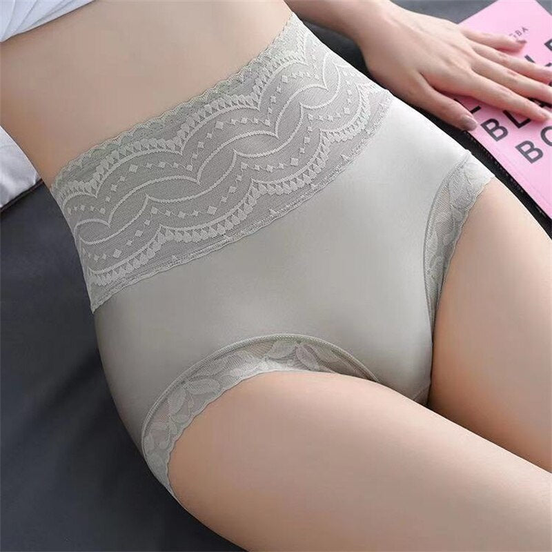 Sexy Silk Lace Slim Knickers High Waist Briefs (MultiColor Pack of 3)