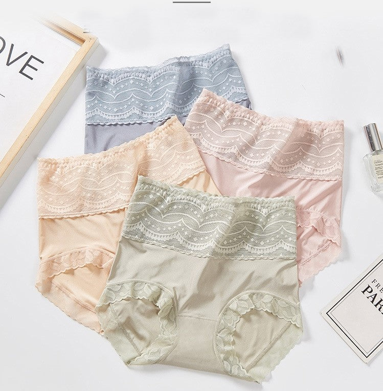 Sexy Silk Lace Slim Knickers High Waist Briefs (MultiColor Pack of 3)