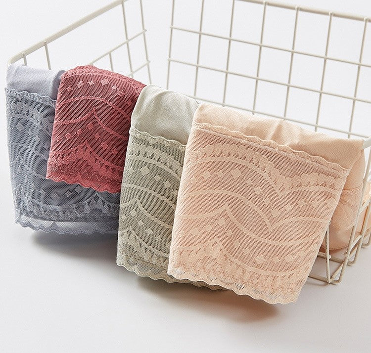 Sexy Silk Lace Slim Knickers High Waist Briefs (MultiColor Pack of 3)