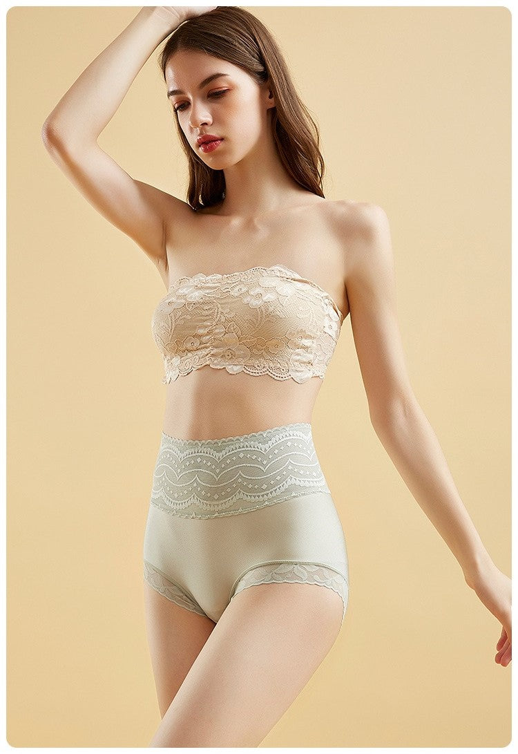 Sexy Silk Lace Slim Knickers High Waist Briefs (MultiColor Pack of 3)