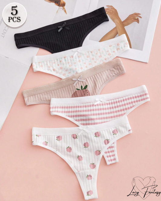 Ribbed Printed Thong Panties ✨