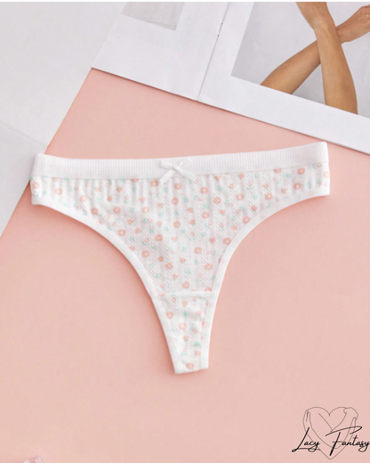 Ribbed Printed Thong Panties ✨