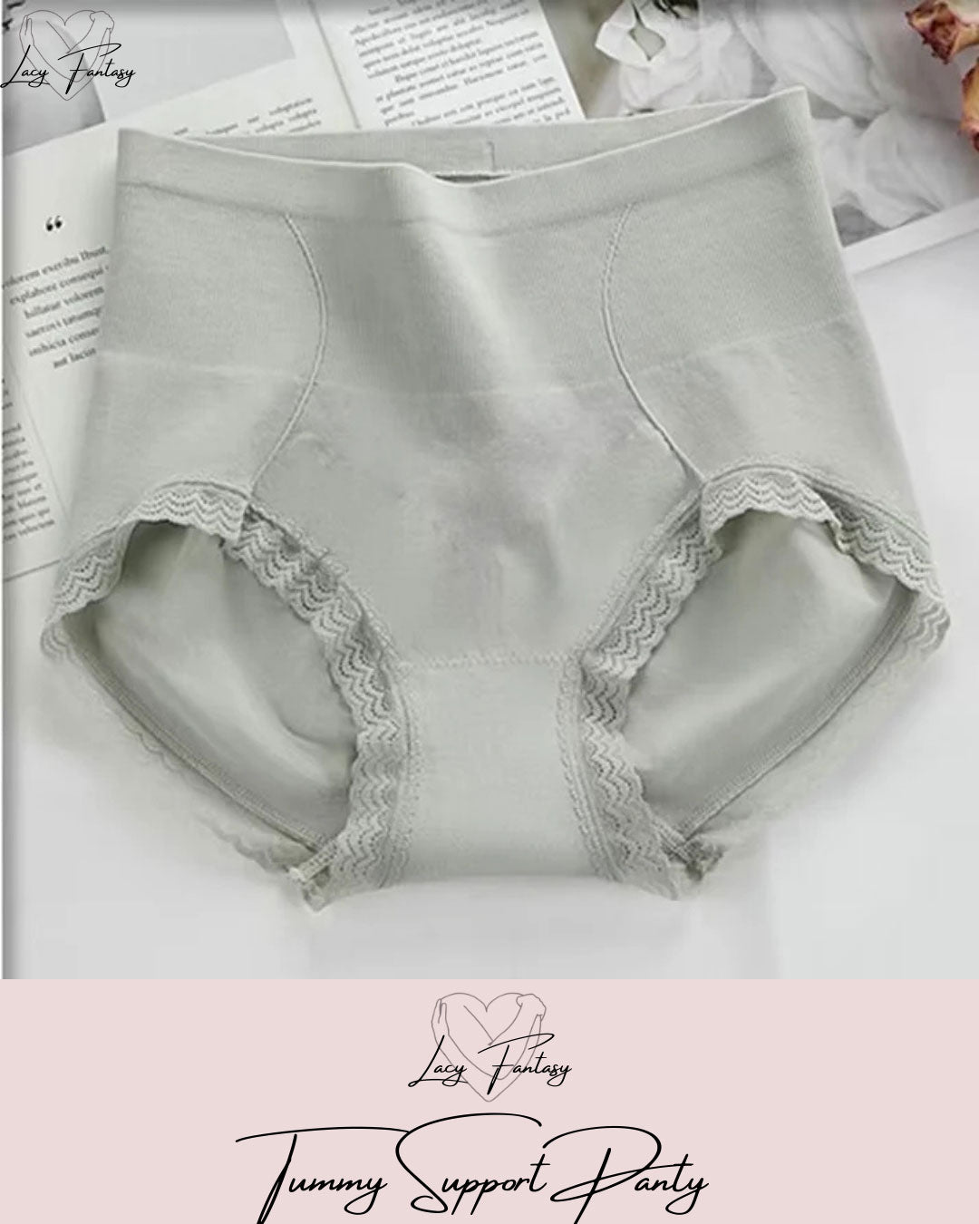 100% Tummy Support Highwaist Panty With Lace Design✨