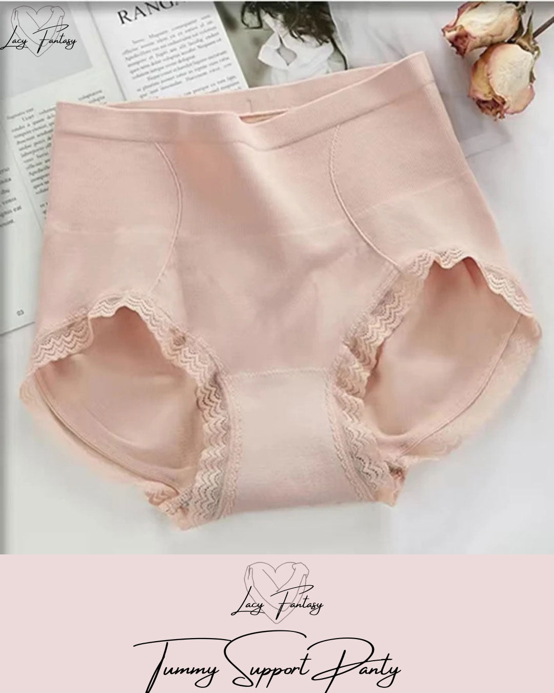 100% Tummy Support Highwaist Panty With Lace Design✨