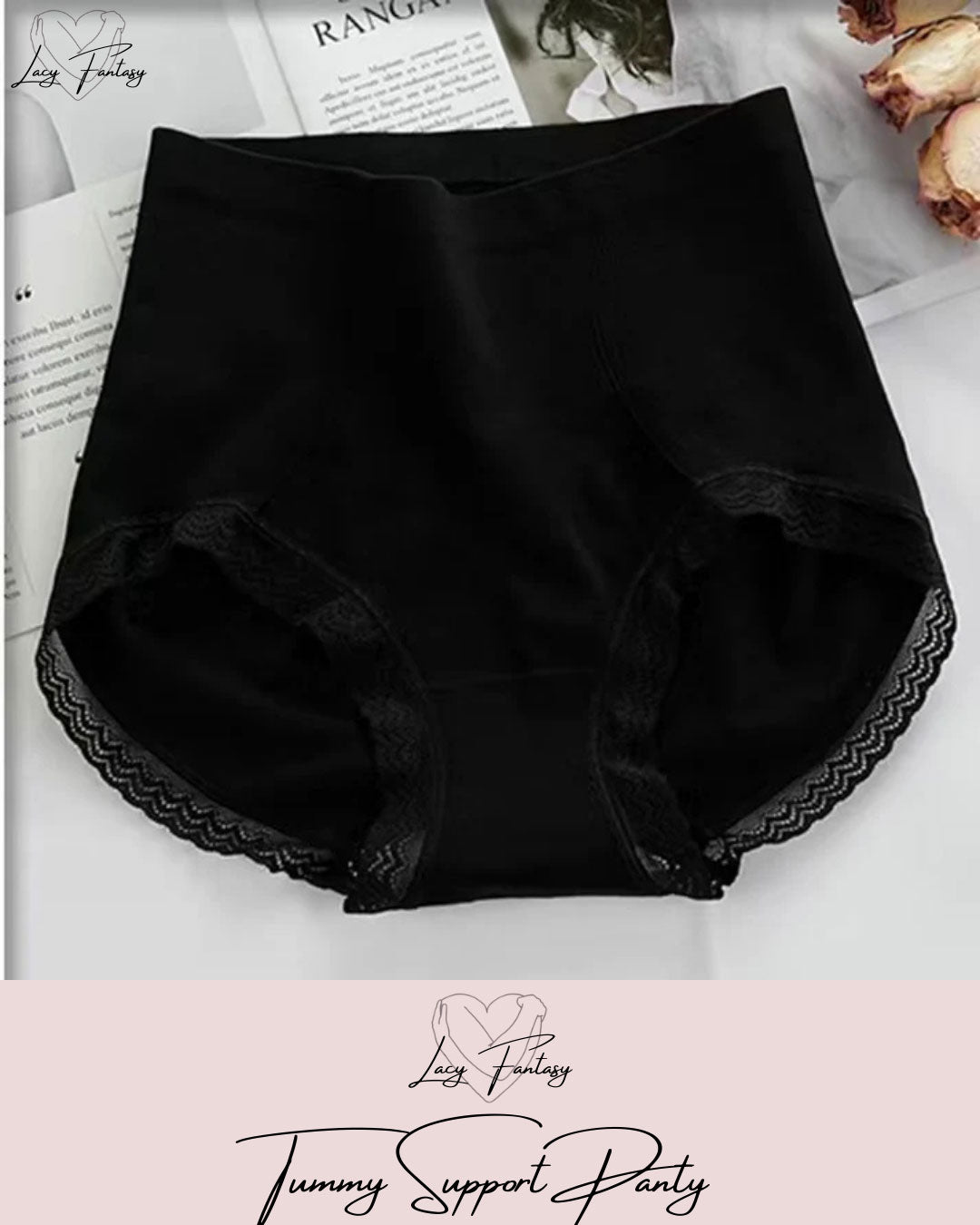 100% Tummy Support Highwaist Panty With Lace Design✨