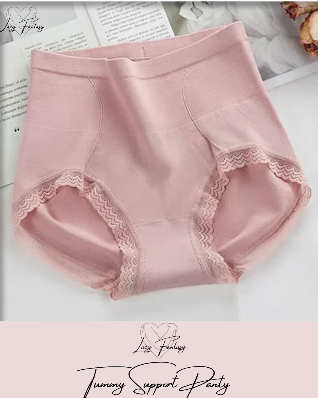 100% Tummy Support Highwaist Panty With Lace Design✨