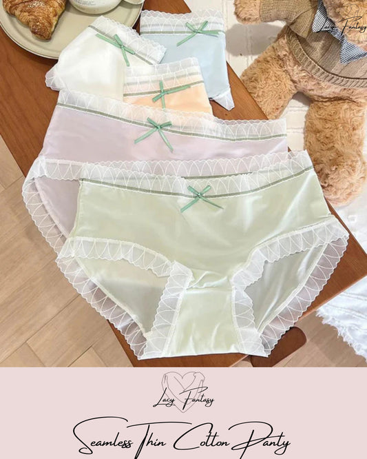 Women's Mid-Waist Sexy Lace Seamless Thin Pure Cotton Panties