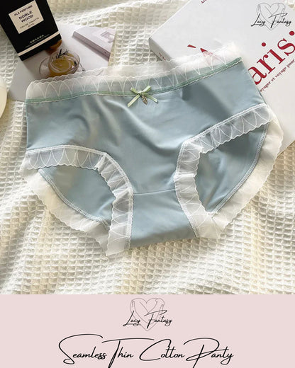 Women's Mid-Waist Sexy Lace Seamless Thin Pure Cotton Panties