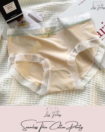 Women's Mid-Waist Sexy Lace Seamless Thin Pure Cotton Panties