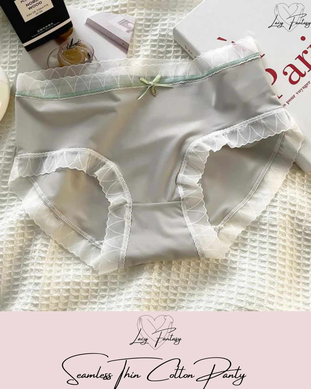 Women's Mid-Waist Sexy Lace Seamless Thin Pure Cotton Panties