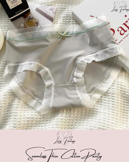 Women's Mid-Waist Sexy Lace Seamless Thin Pure Cotton Panties