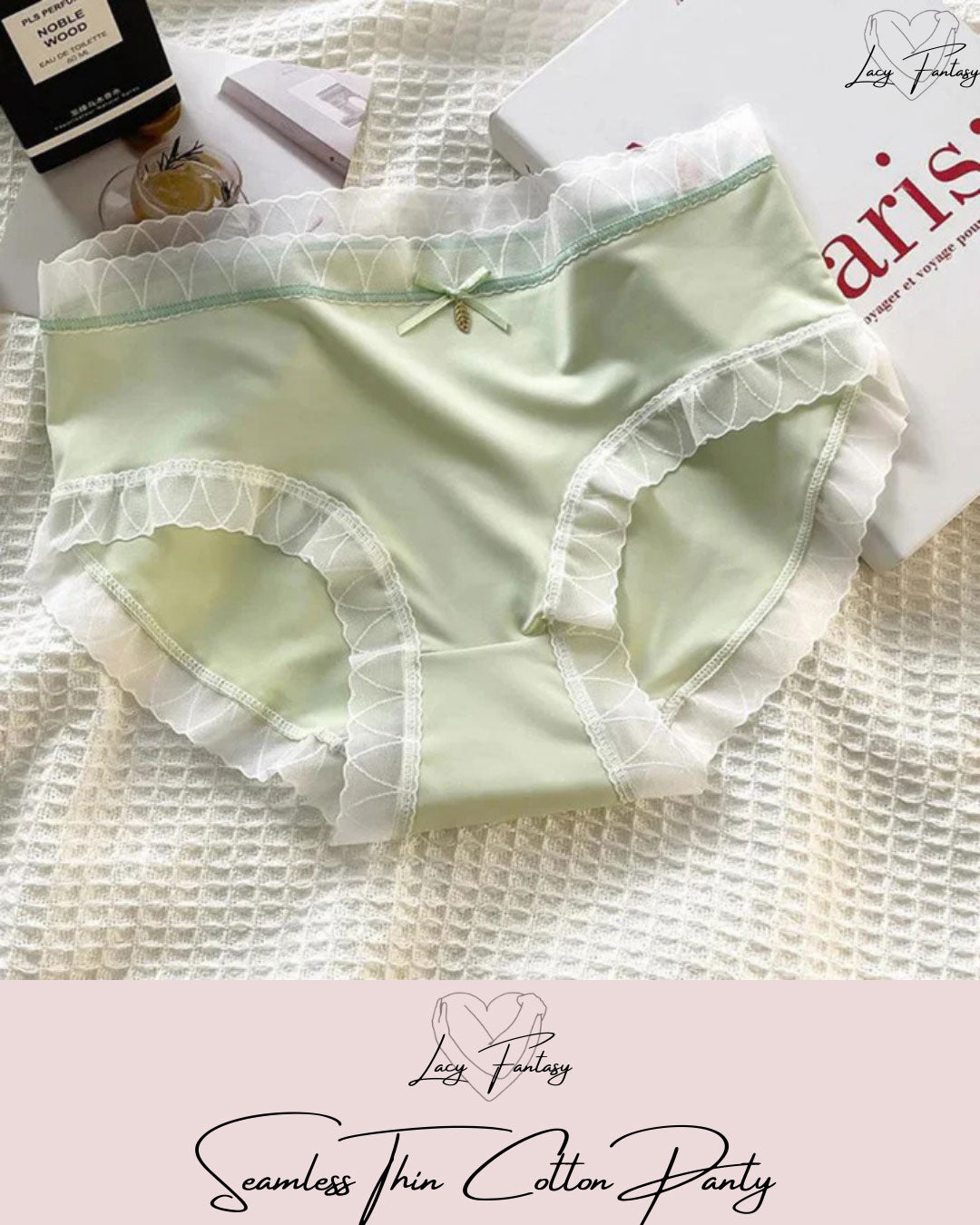 Women's Mid-Waist Sexy Lace Seamless Thin Pure Cotton Panties