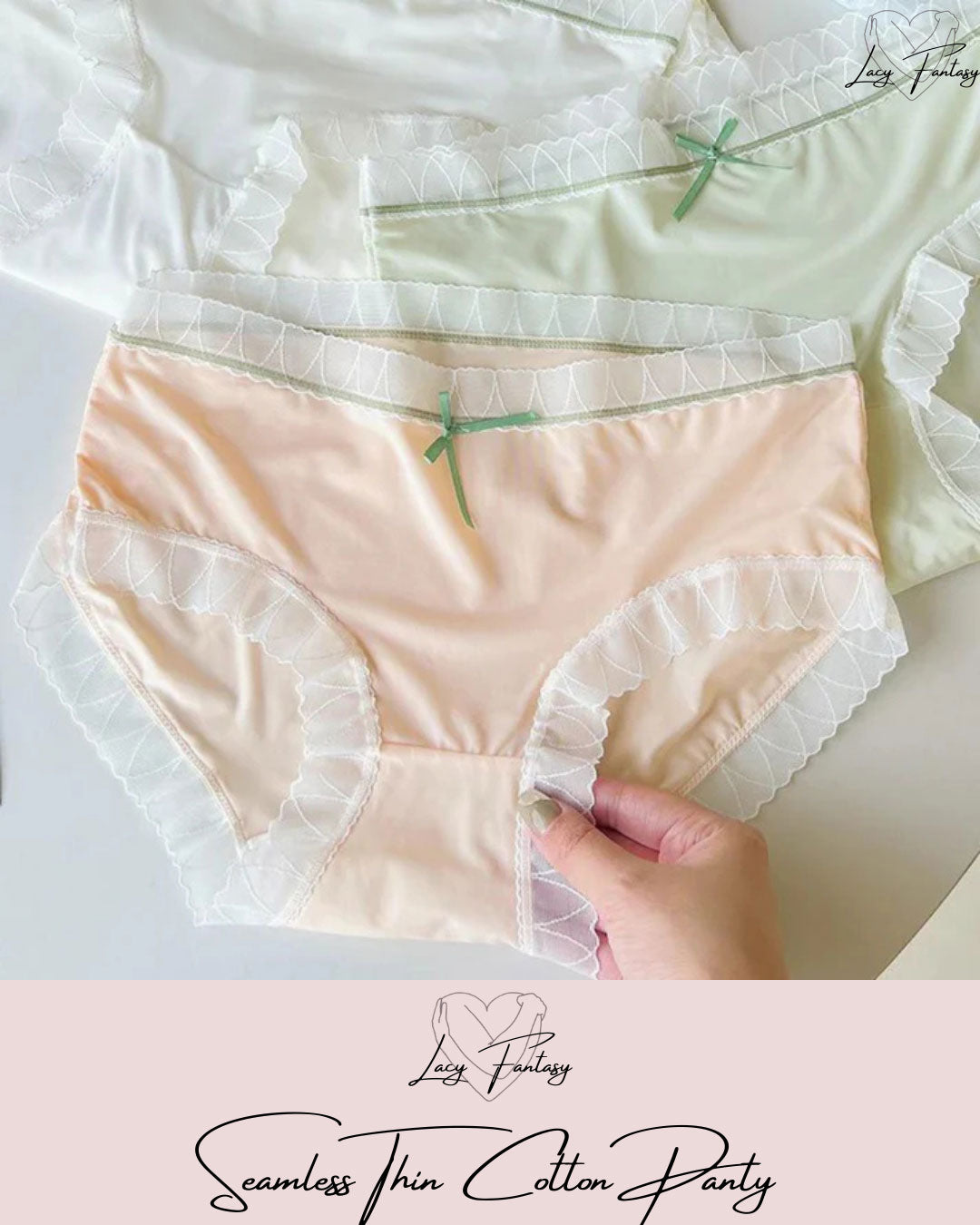 Women's Mid-Waist Sexy Lace Seamless Thin Pure Cotton Panties