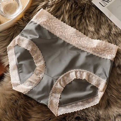 French Style Satin Lace Medium Waist Briefs (MultiColor - Pack of 3)