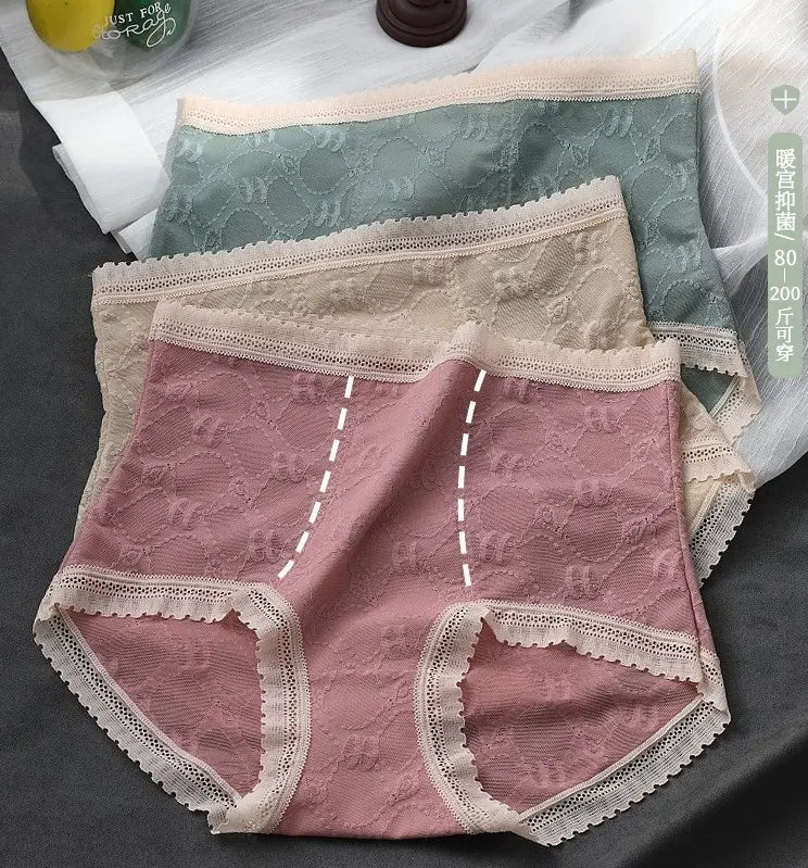 French Lace Belly High Waist Underwear (MultiColor - Pack of 3)