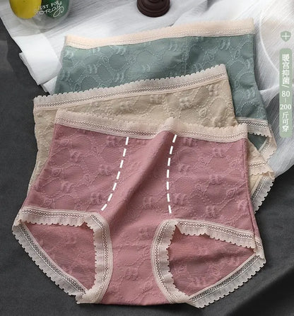 French Lace Belly High Waist Underwear (MultiColor - Pack of 3)