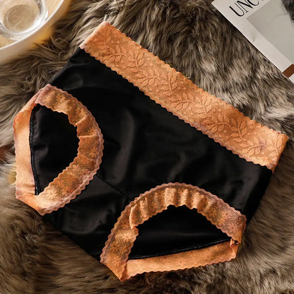 French Style Satin Lace Medium Waist Briefs (MultiColor - Pack of 3)